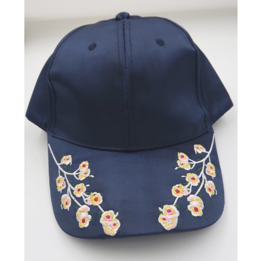 Hat - Navy Blue with Floral Design
